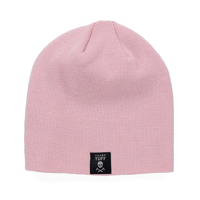Tilley Tuff Knit Beanie for Men in Light Pink with Reflective Logo - One Size