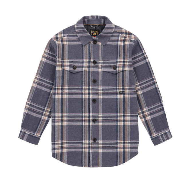 Tilley Tuff Shacket for Women in Blue and Greige Plaid Polyester - Small