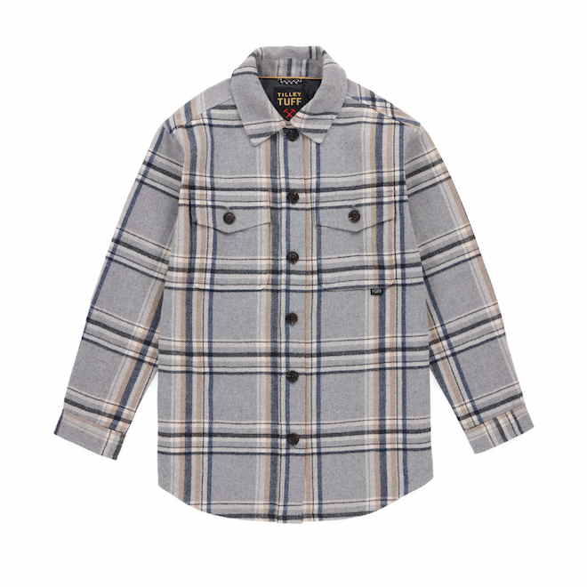 Tilley Tuff Shacket for Women in Grey Mix Plaid Polyester - Medium
