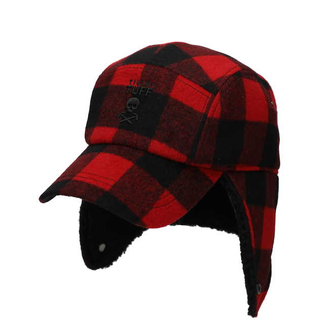 Tilley Tuff Winter Cap for Men in Red and Black Plaid Wool - Small/Medium