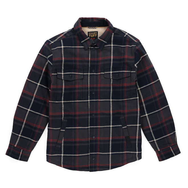 Tilley Tuff Shacket for Men in Grey Slate Cotton Lined Fleece - Small