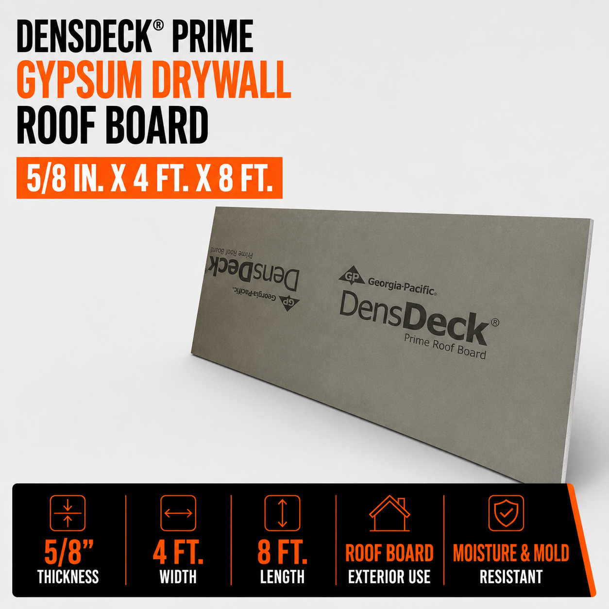 5-8 in x 4 ft x 8 ft DensDeck Prime Gypsum Drywall Roof Board