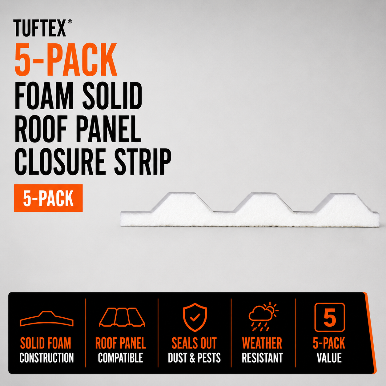 Tuftex 5-Pack Foam Solid Roof Panel Closure Strip