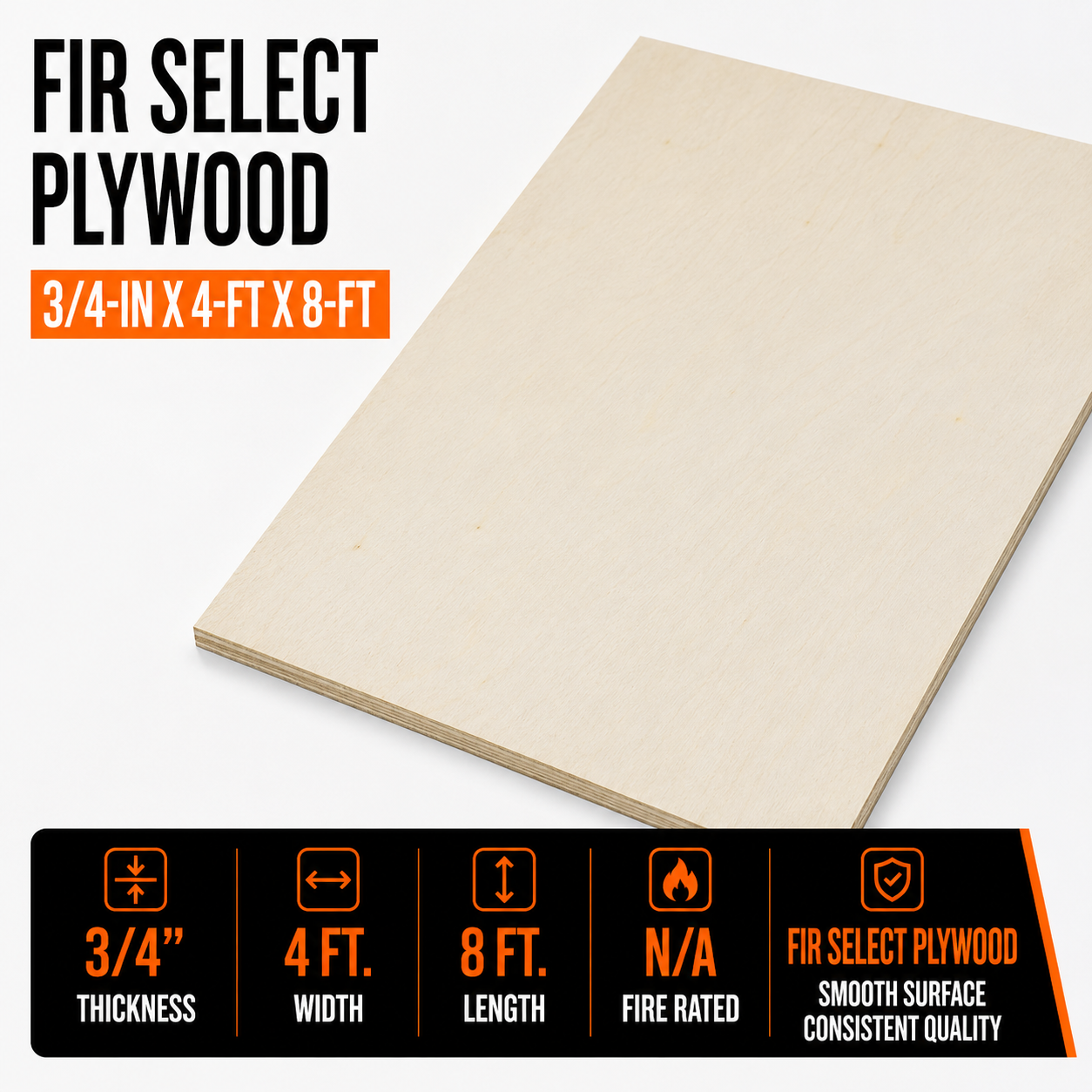 3/4-in x 4-ft x 8-ft Plywood Fir Select