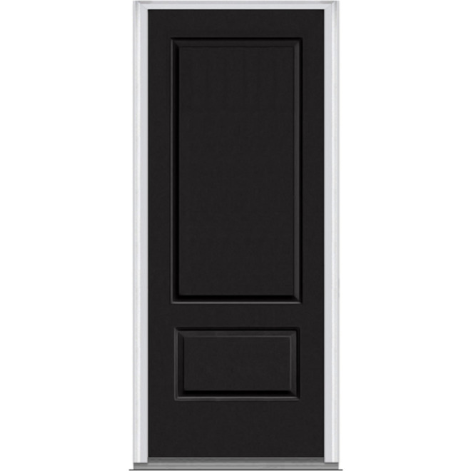 JELD-WEN 2-Panel Steel Entry Door - 36-in x 80-in - Lefthand - Prefinished Black Outside/White Inside