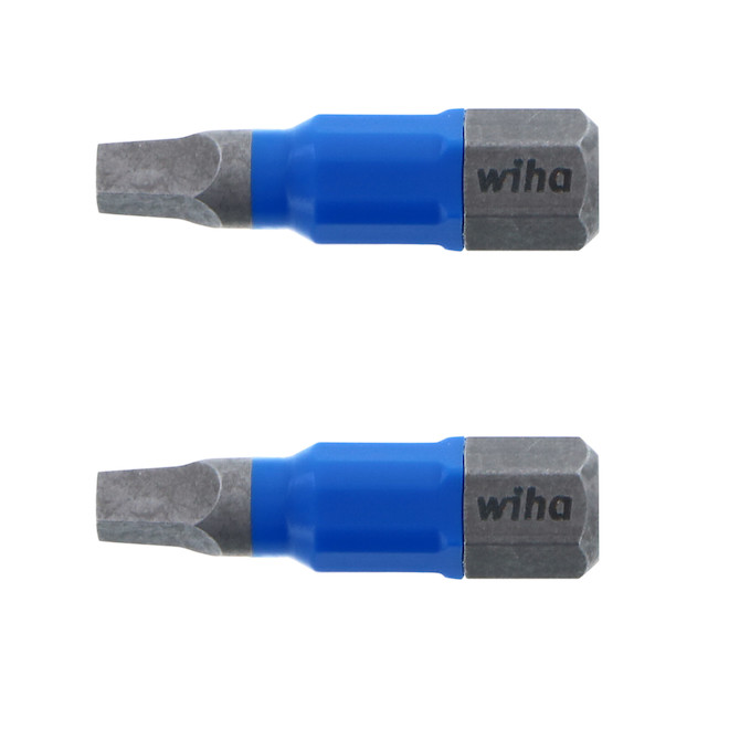 Wiha TerminatorBlue Impact Steel #2 Square Screwdriver Bits - 1-in - 2/pack