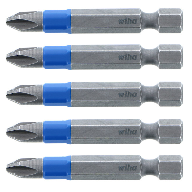 Wiha TerminatorBlue Resistant Steel #2 Phillips Screwdriver Bit Set - 2-in - Pack of 5