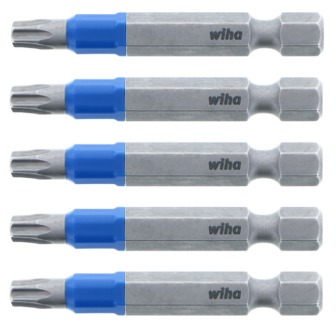 Wiha TerminatorBlue Torx T25 Sre3wdriver Bit Set - High Impact Steel - Pack of 5