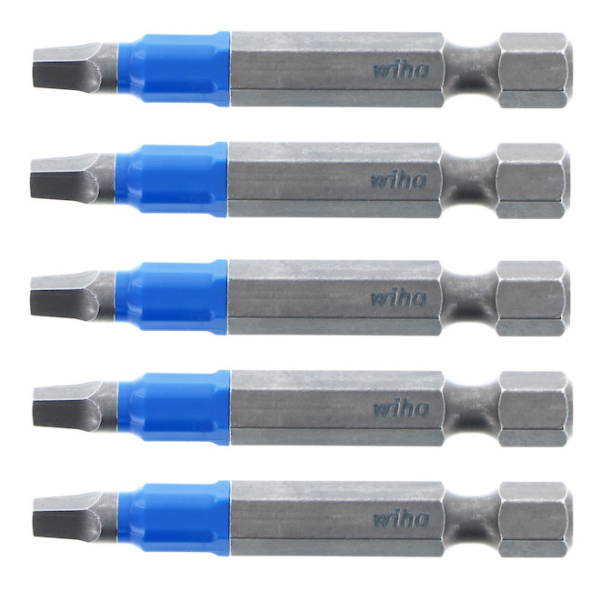 Wiha TerminatorBlue 2-in #2 Square Impact Screwdriver Bit Set - Steel - 5/Pack