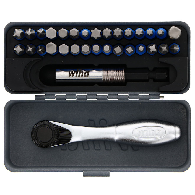Wiha TerminatorBlue GoBox Impact Driver 1-in Bit and Ratchet Handle Set - 32 Pieces - Steel