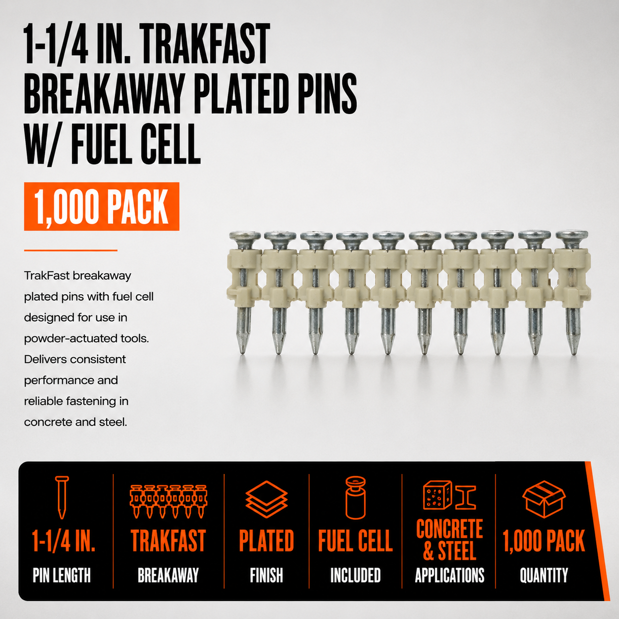 1-1/4 in. TrakFast Breakaway Plated Pins w/ Fuel Cell (1,000 Pack)