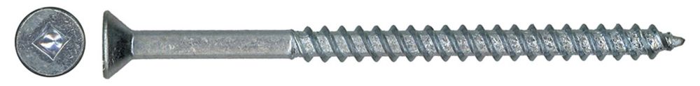 #8 x 2-1/2" Flat Head Square Drive Steel Wood Screws Zinc Plated - 100/Pack