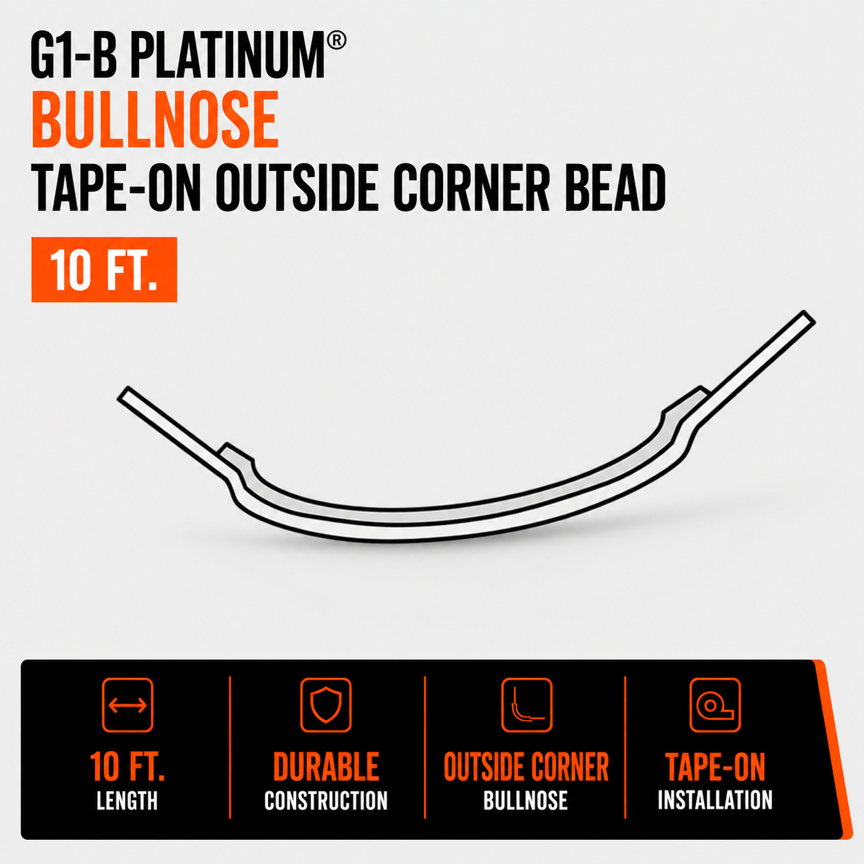 10 ft. G1-B Platinum Bullnose Tape-On Outside Corner Bead