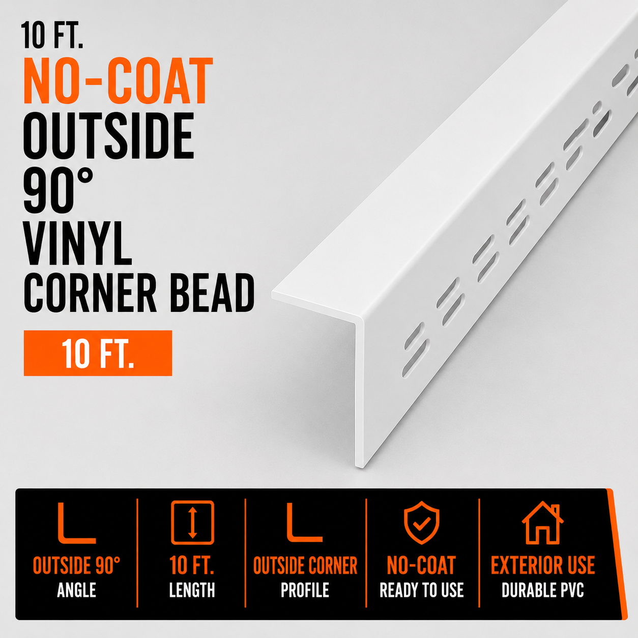 10 ft. No-Coat Outside 90-Degree Vinyl Corner Bead