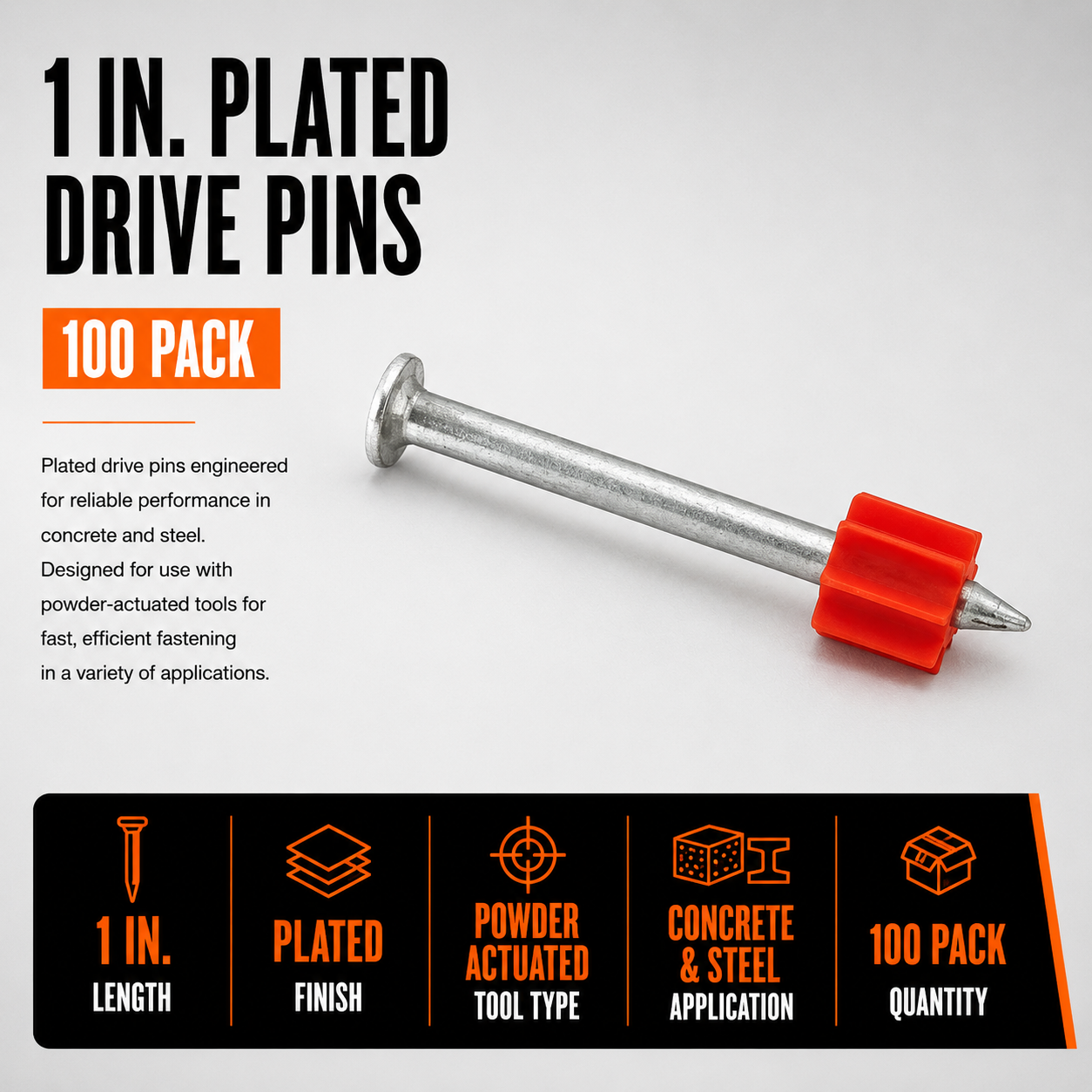 1 in. Plated Drive Pins (100 Pack)
