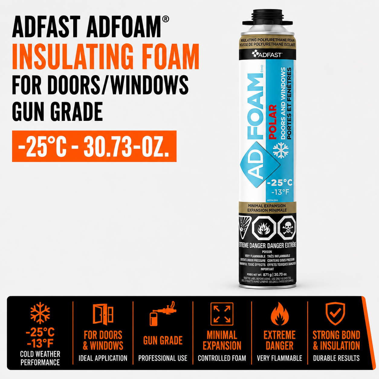 Adfast Adfoam Insulating Foam For Doors/Windows, -25°c - 30.73-oz - Gun Grade
