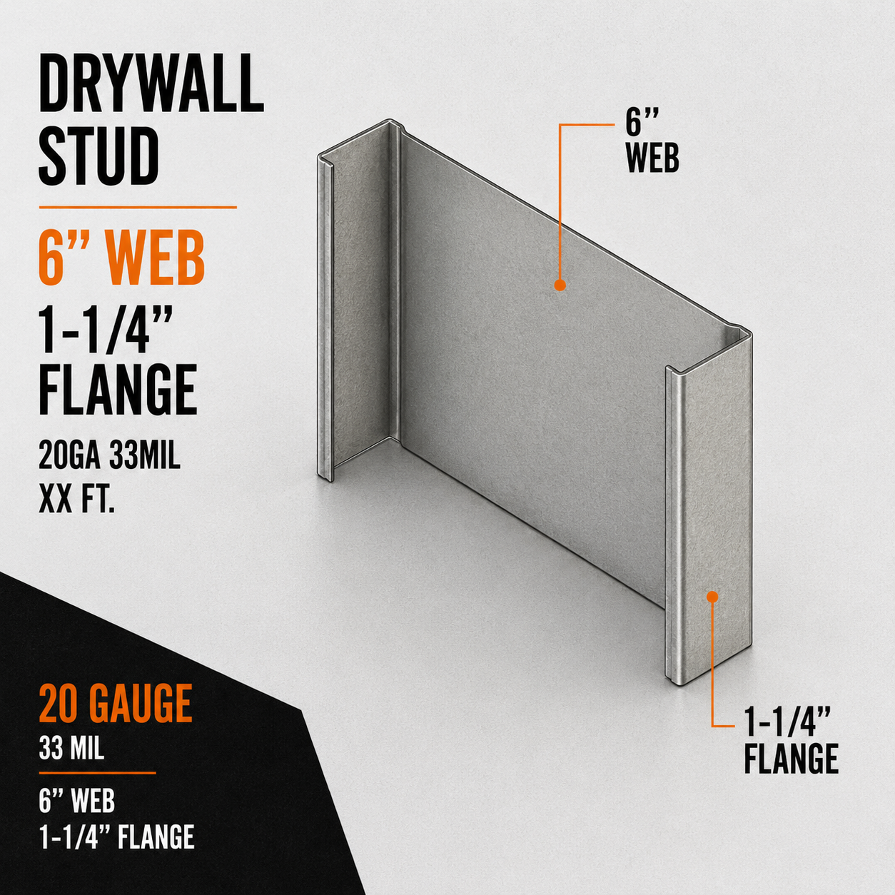 25ga 18mil 3-5:8 in. Drywall Track with 2 in. Leg