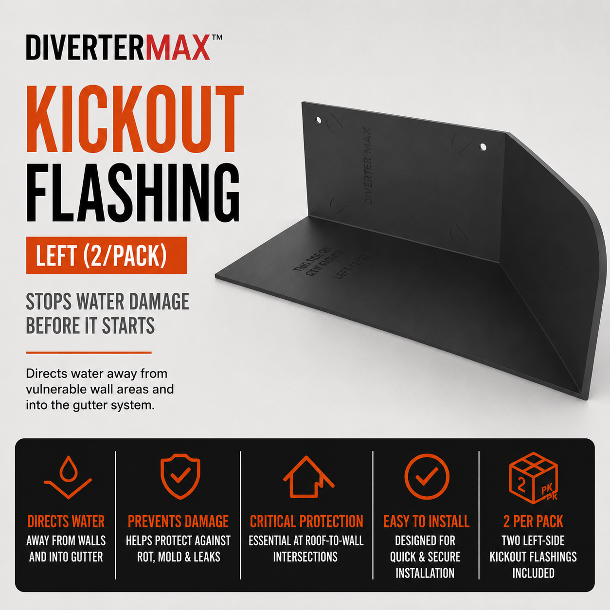 DiverterMAX Kickout Flashing - Left (2 pack)