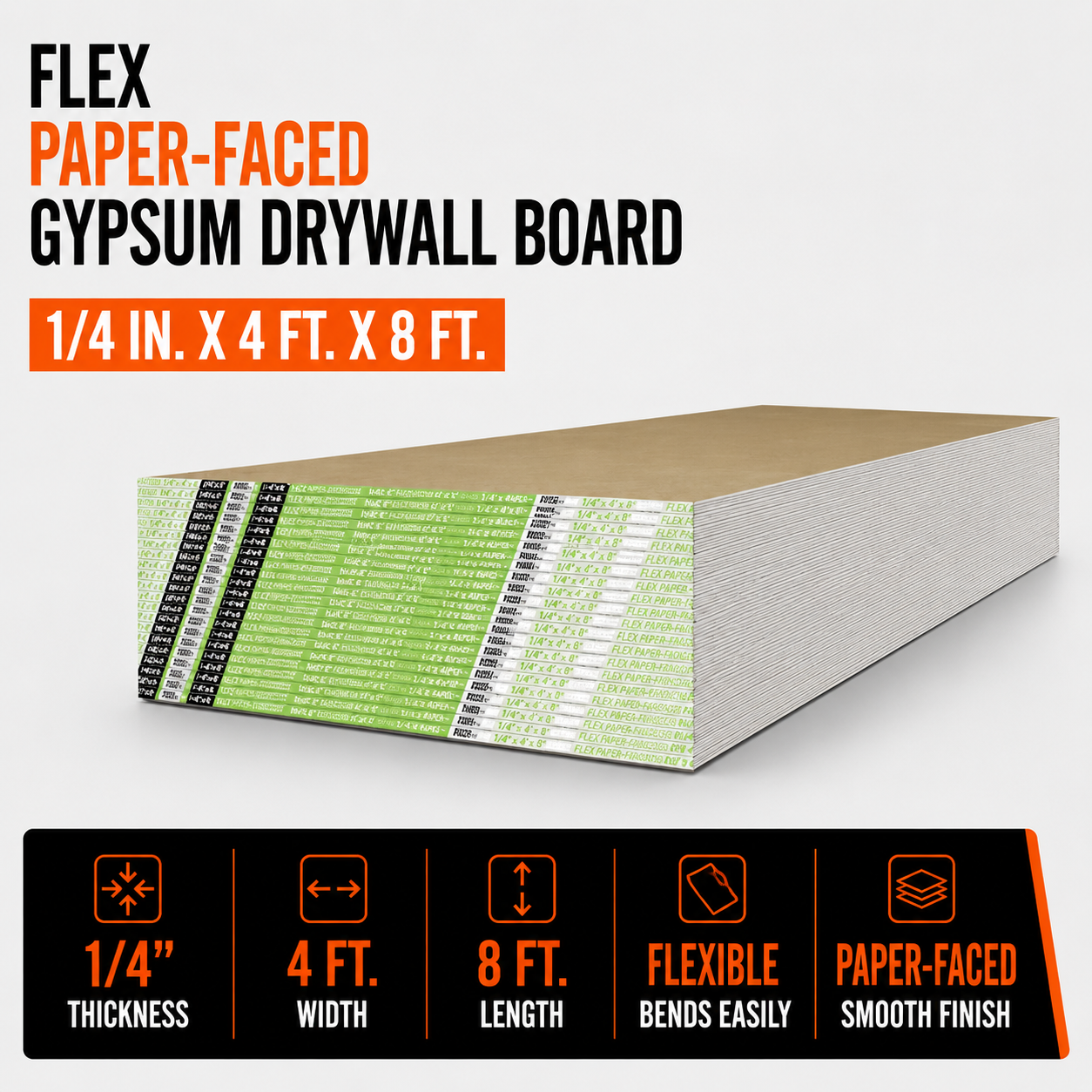 1-4 in x 4 ft x 8 ft Flex Paper-Faced Gypsum Drywall Board