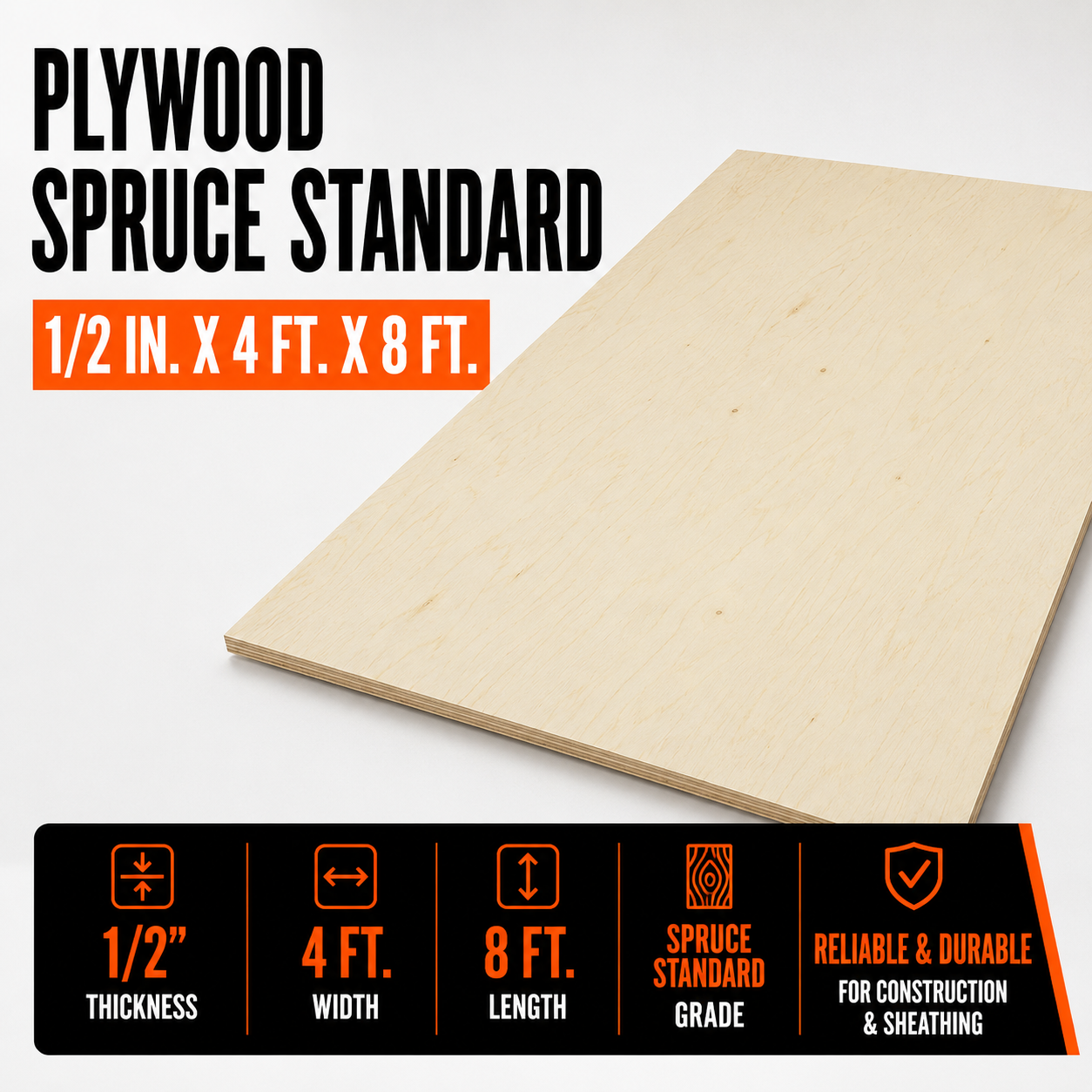 1/2-in x 4-ft x 8-ft Plywood Spruce Standard