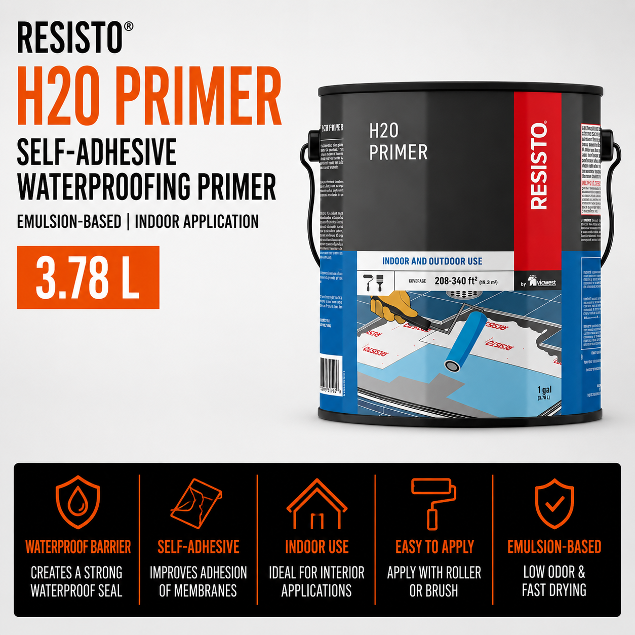 Improves adhesion for waterproofing membranes in indoor applications by sealing and preparing surfaces effectively. Its emulsion-based self-adhesive formula ensures strong bonding and reliable moisture protection.