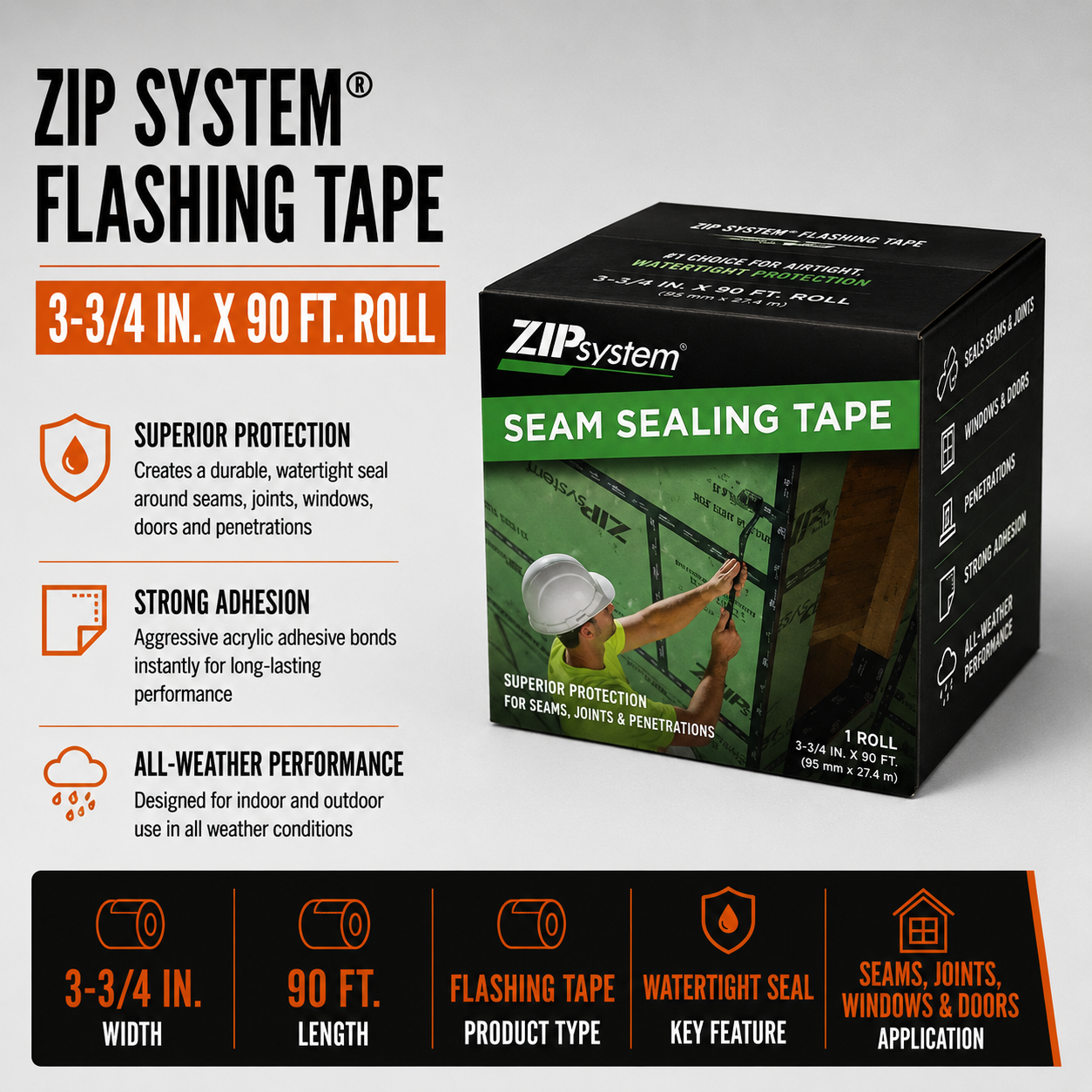 3-3/4 in. x 90 ft. Zip System Flashing Tape