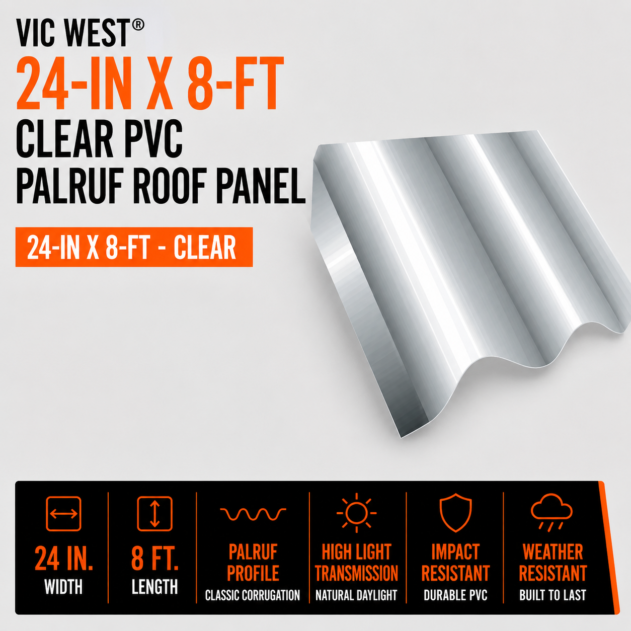 Vic West 24-in x 8-ft Clear PVC Palruf Roof Panel