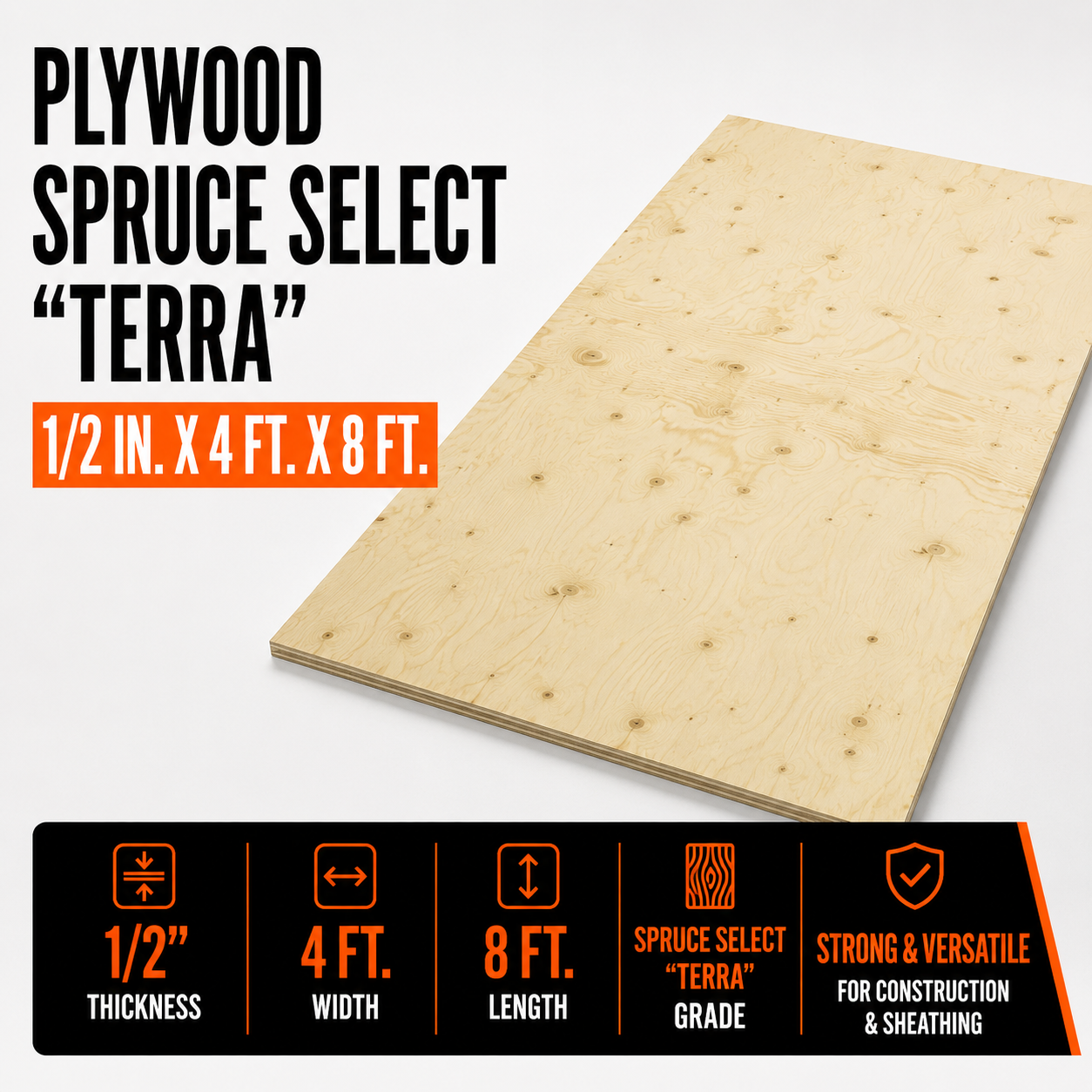 1/2x4x8 - Plywood Spruce Select "Terra"