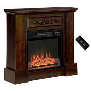 HOMCOM 31.75-in W Brown LED Electric Fireplace