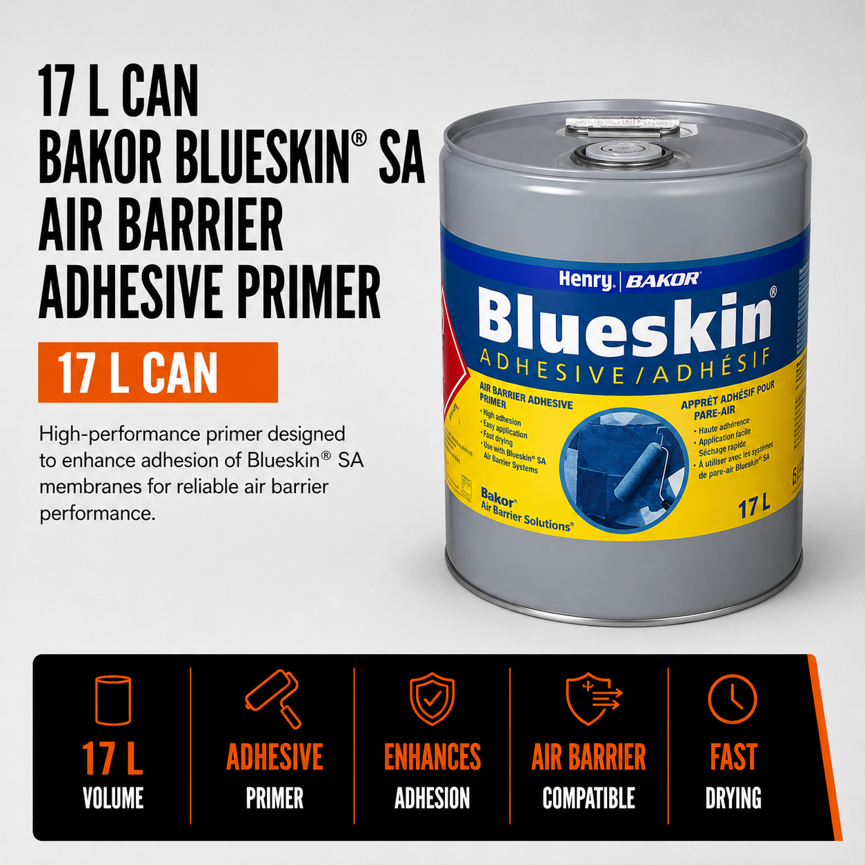 17 L Can Bakor Blueskin® SA Air Barrier Adhesive Primer