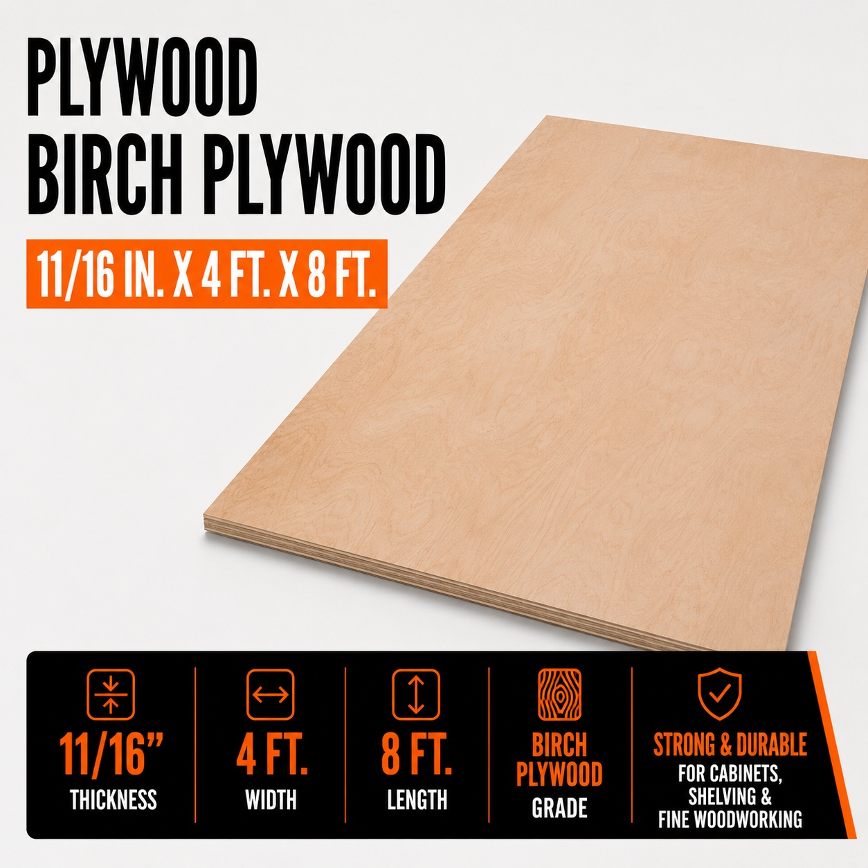 11/16-in x 4-ft x 8-ft Plywood - Birch Plywood