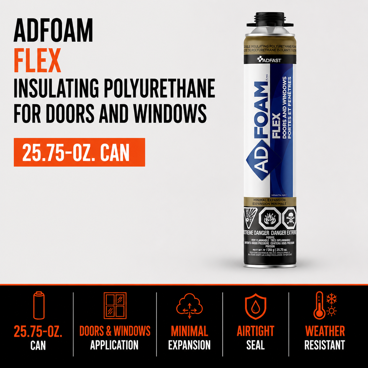ADFoam Flex Insulating Polyurethane for Doors and Windows - 25.75-oz