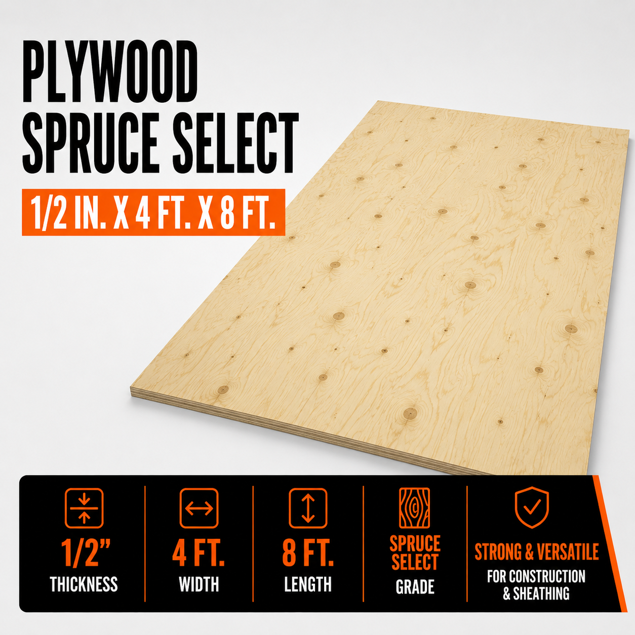 1/2-in x 4-ft x 8-ft Plywood Spruce Select