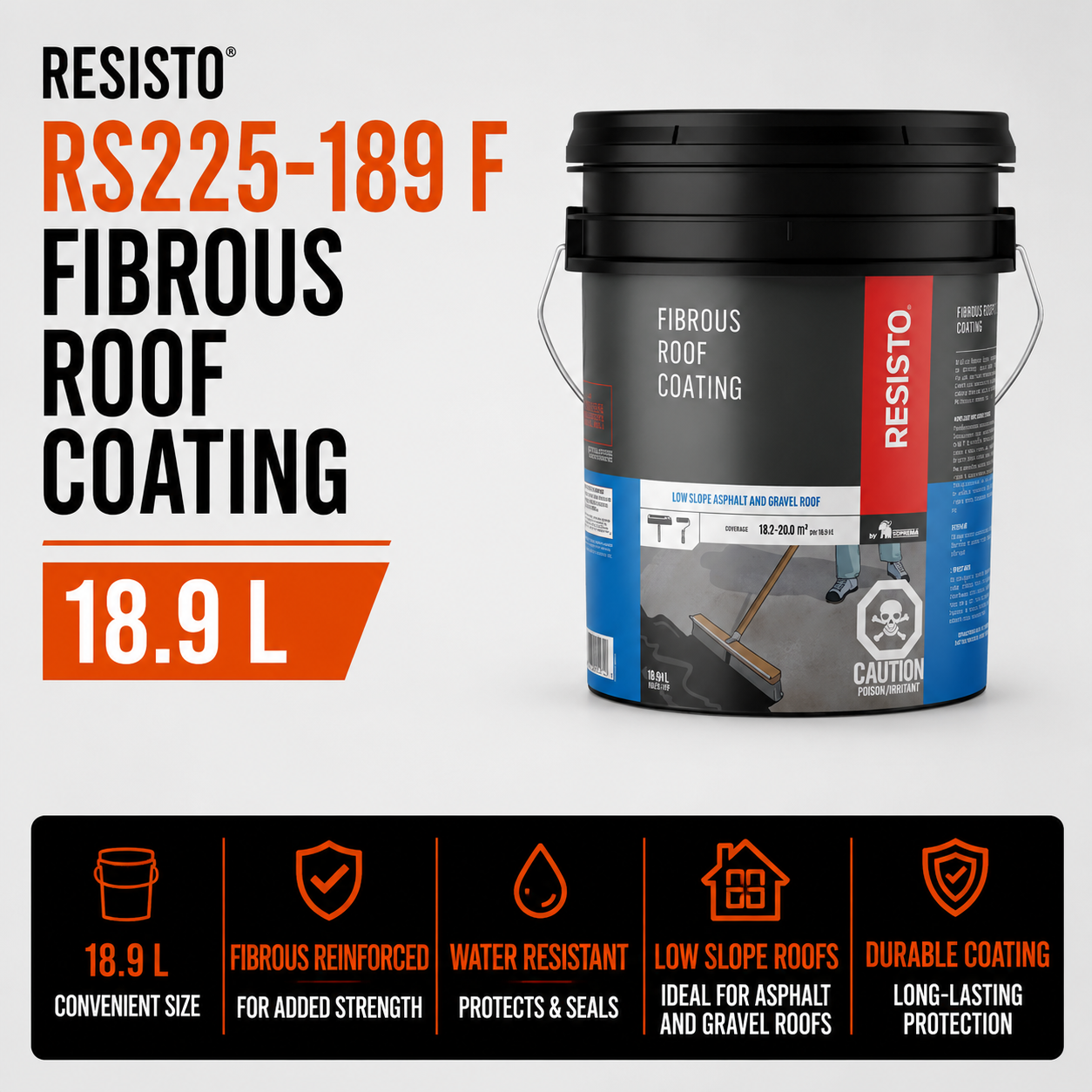 Resisto RS225-189 F 18.9-L Asphalt Roof Fibrous Coating