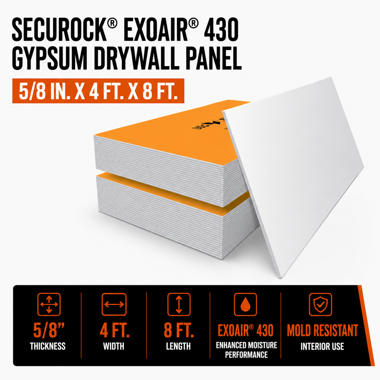 5/8 in. x 4 ft. x 8 ft. Securock® ExoAir® 430 Gypsum Drywall Panel