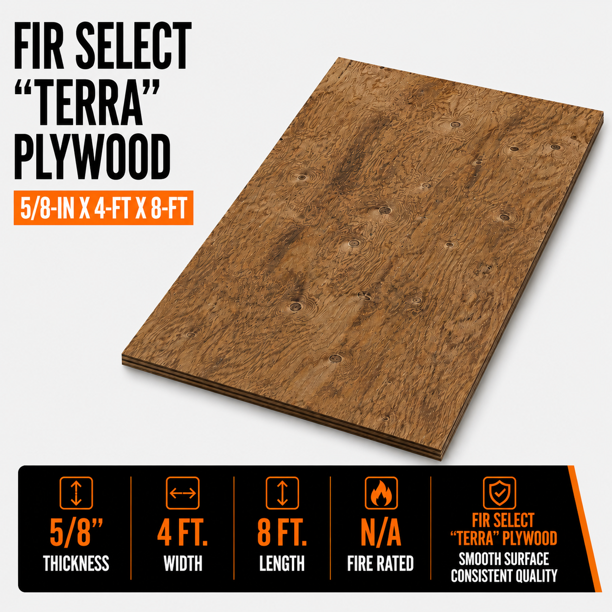 5/8x4x8 - Plywood Fir Select "Terra"