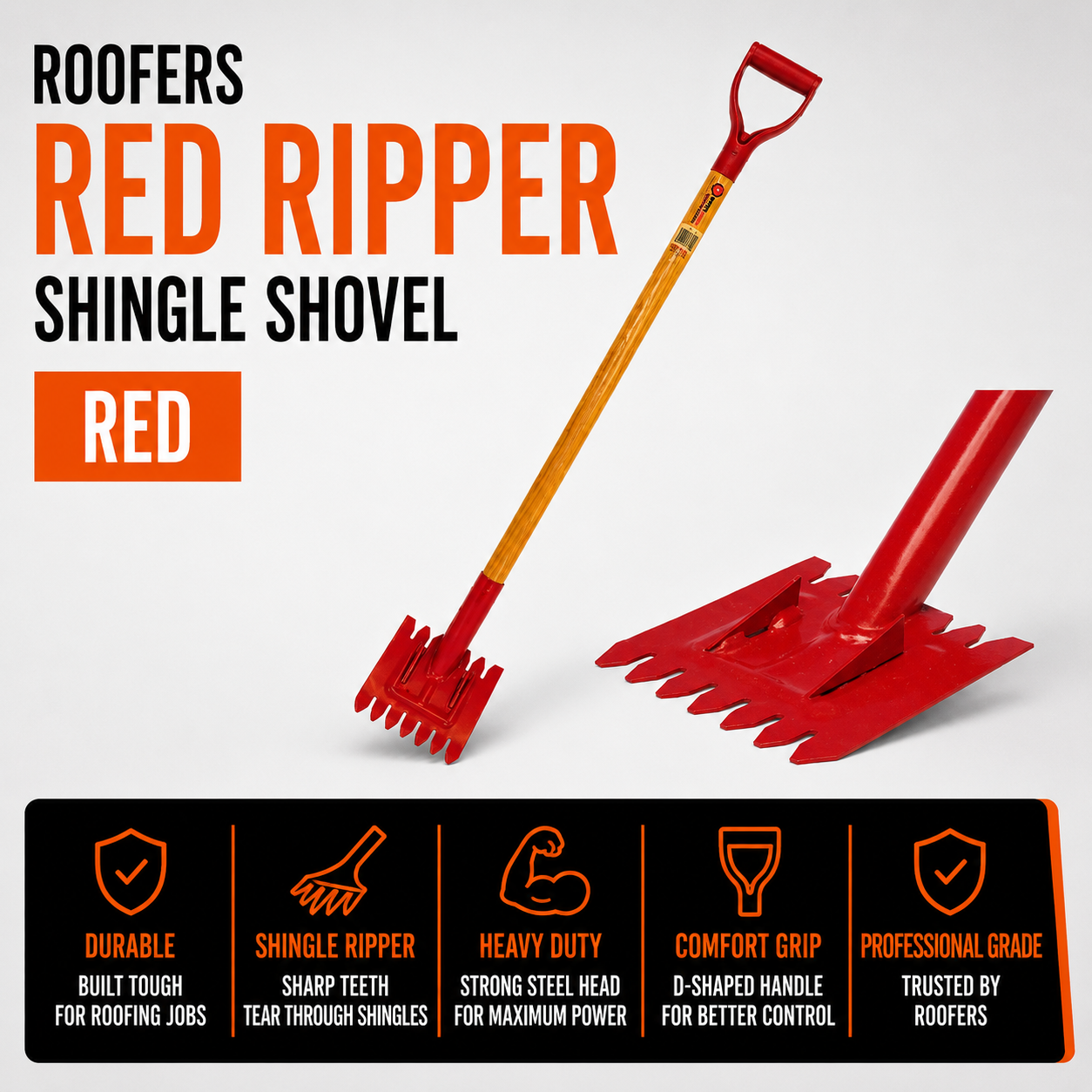 Roofers Red Ripper Shingle Shovel - Red