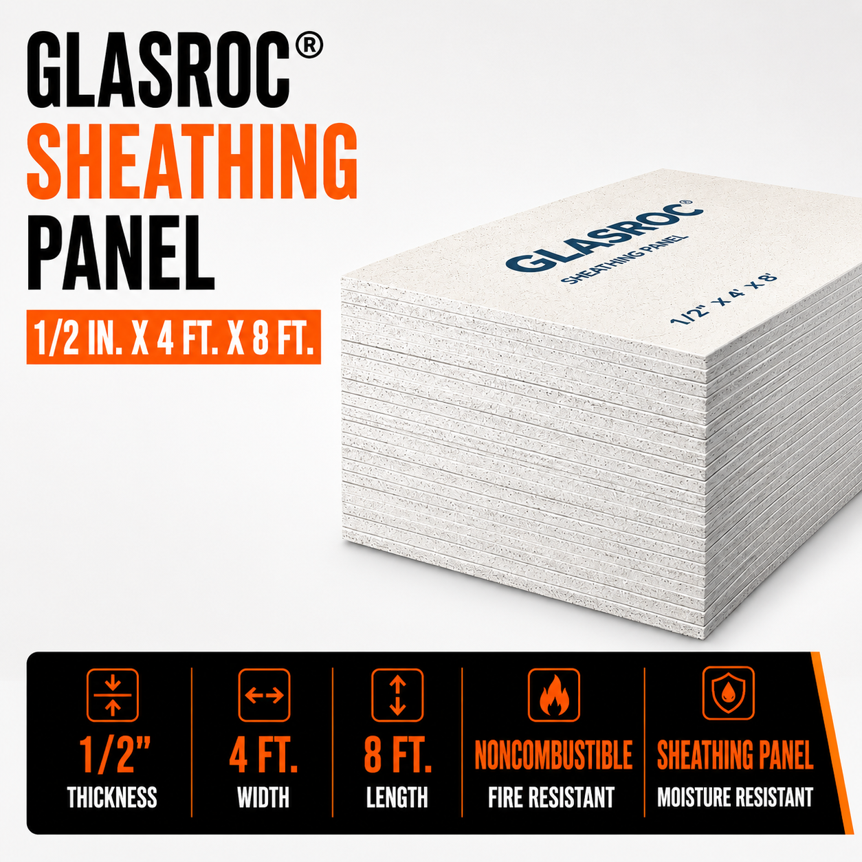 1/2 in. x 4 ft. x 8 ft. GlasRoc® Sheathing Panel