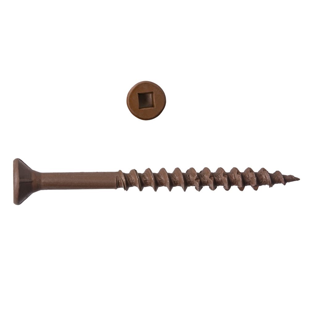 #8 x 1-1/4" Square Drive Flat Head Deck Screw UNC - Brown - 100/Pack