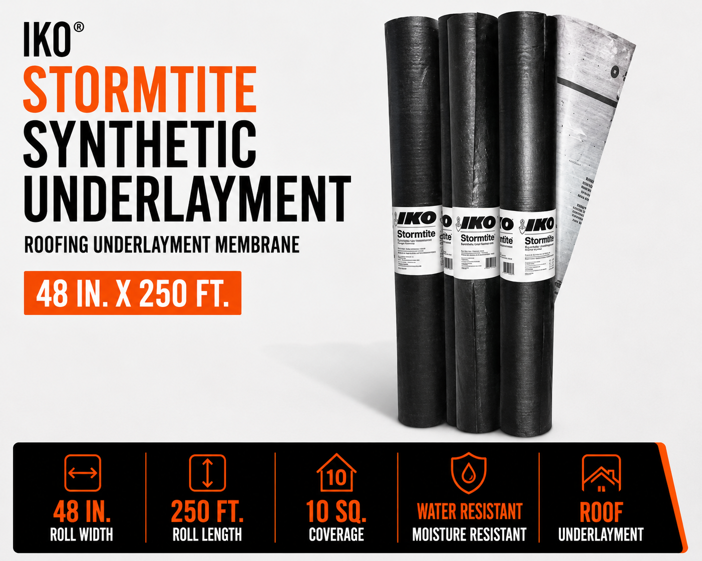 IKO Stormtite Synthetic Underlayment Membrane Polypropylene 250-ft L x 4-ft W