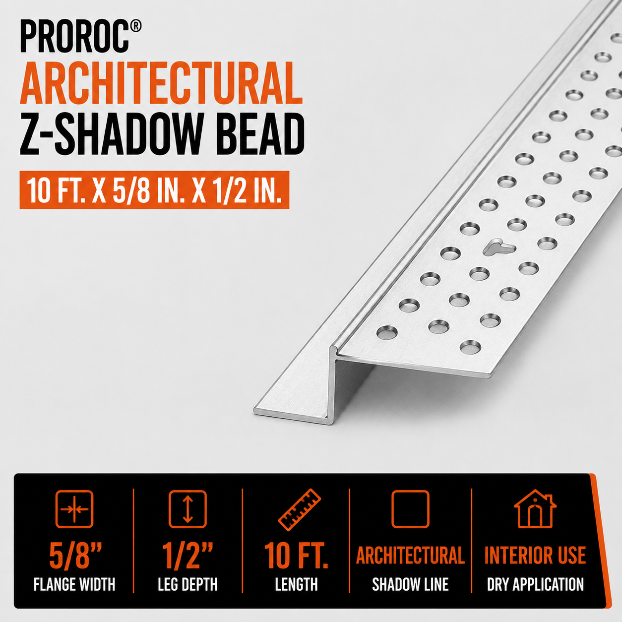 0.625 in x 0.5 in x 10 ft Architectural Z-Shadow Bead