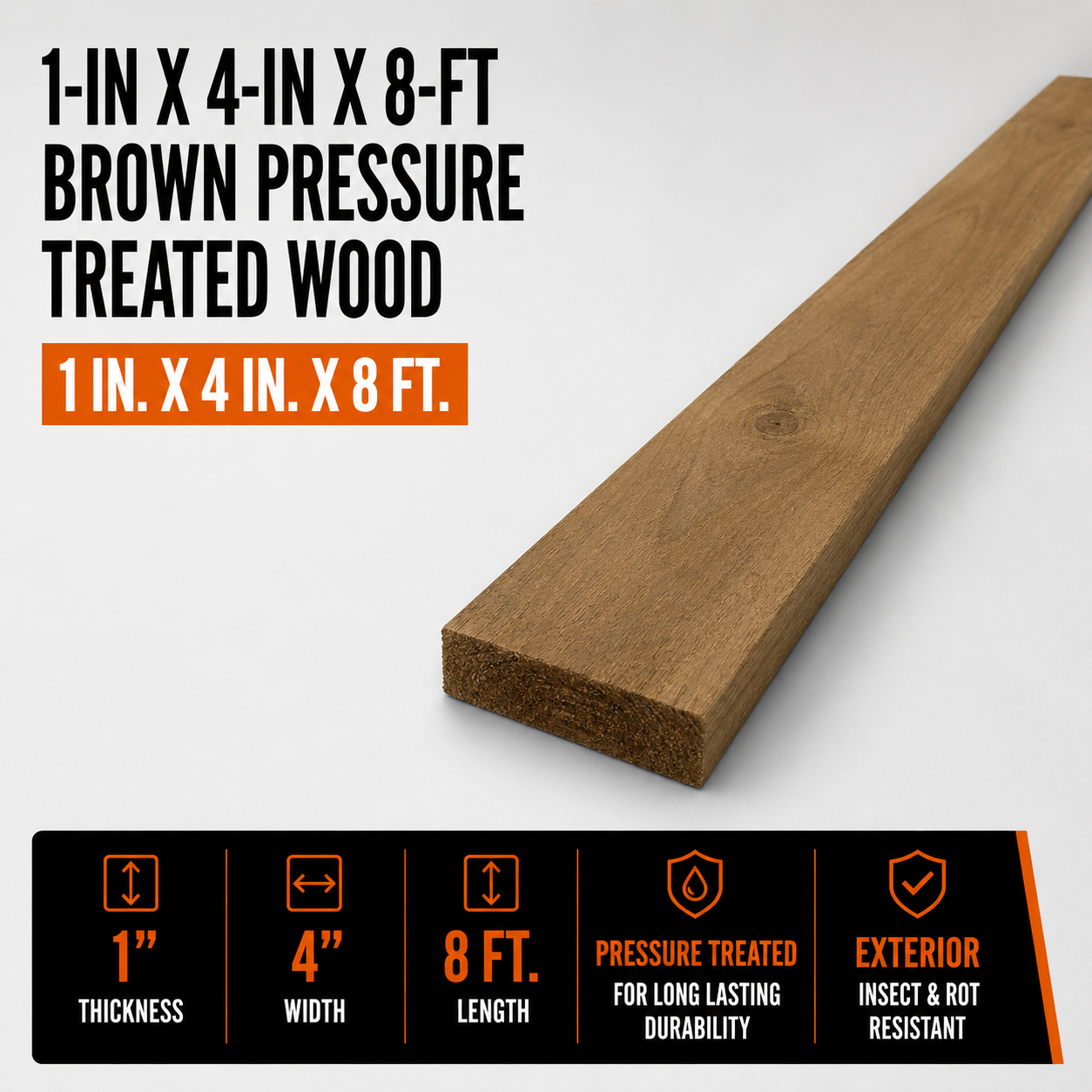 1-in x 4-in x 8-ft Brown Pressure Treated Wood