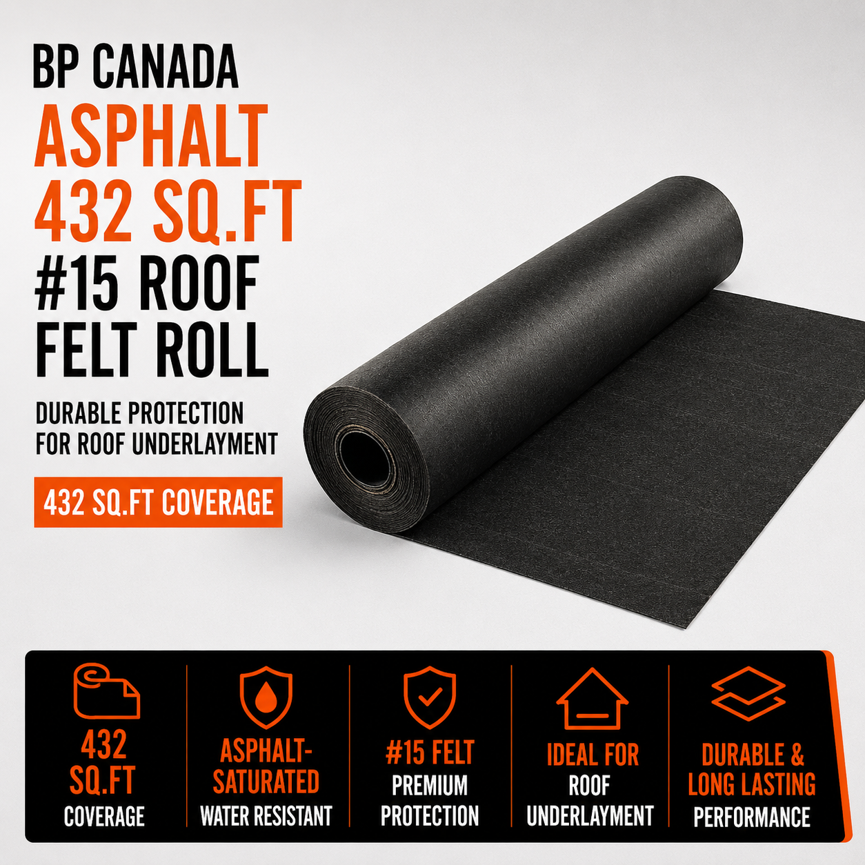 BP Canada Asphalt 432 Sq.Ft #15 Roof Felt Roll