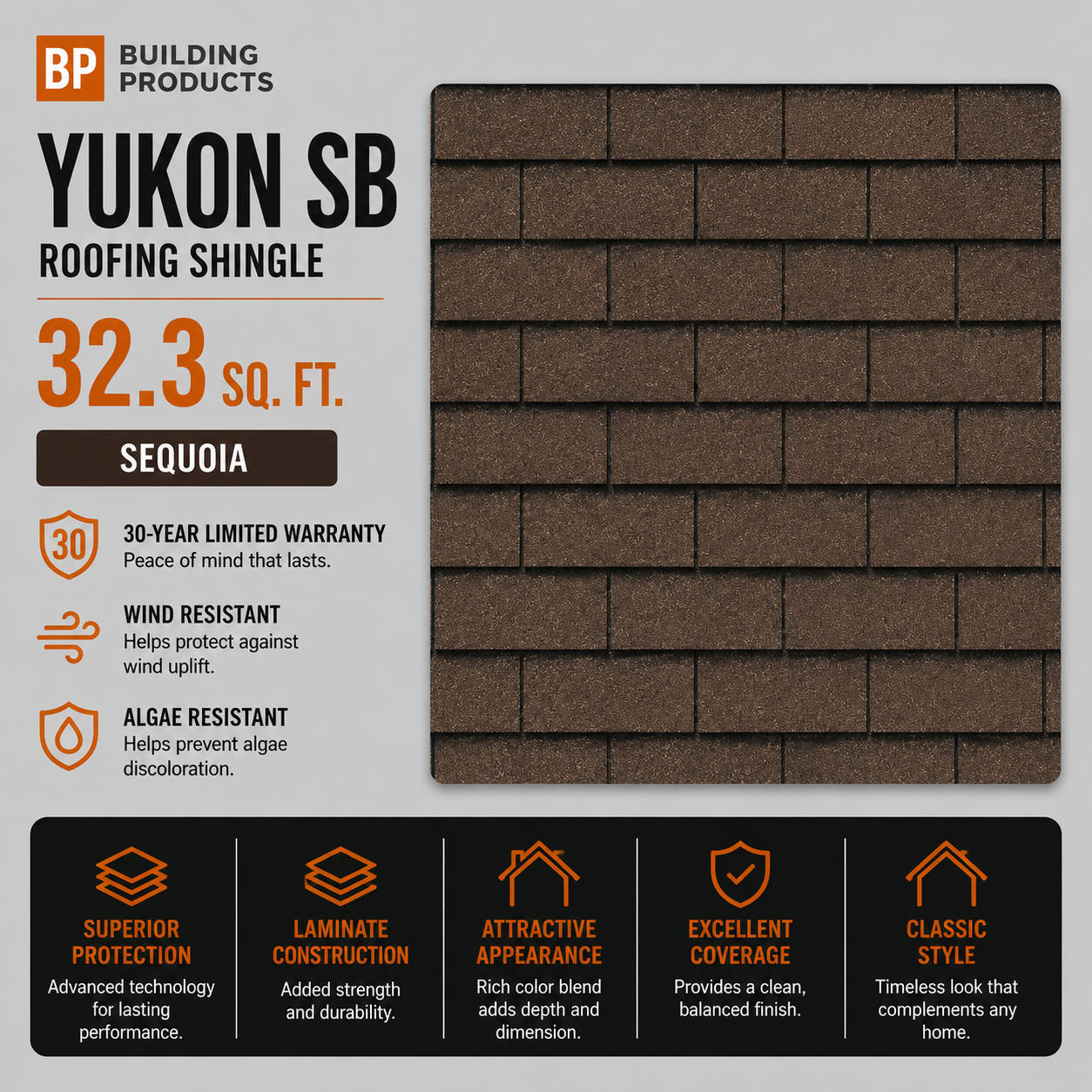 BP Yukon SB Roofing Shingle - 32.3-sq.ft. - Sequoia