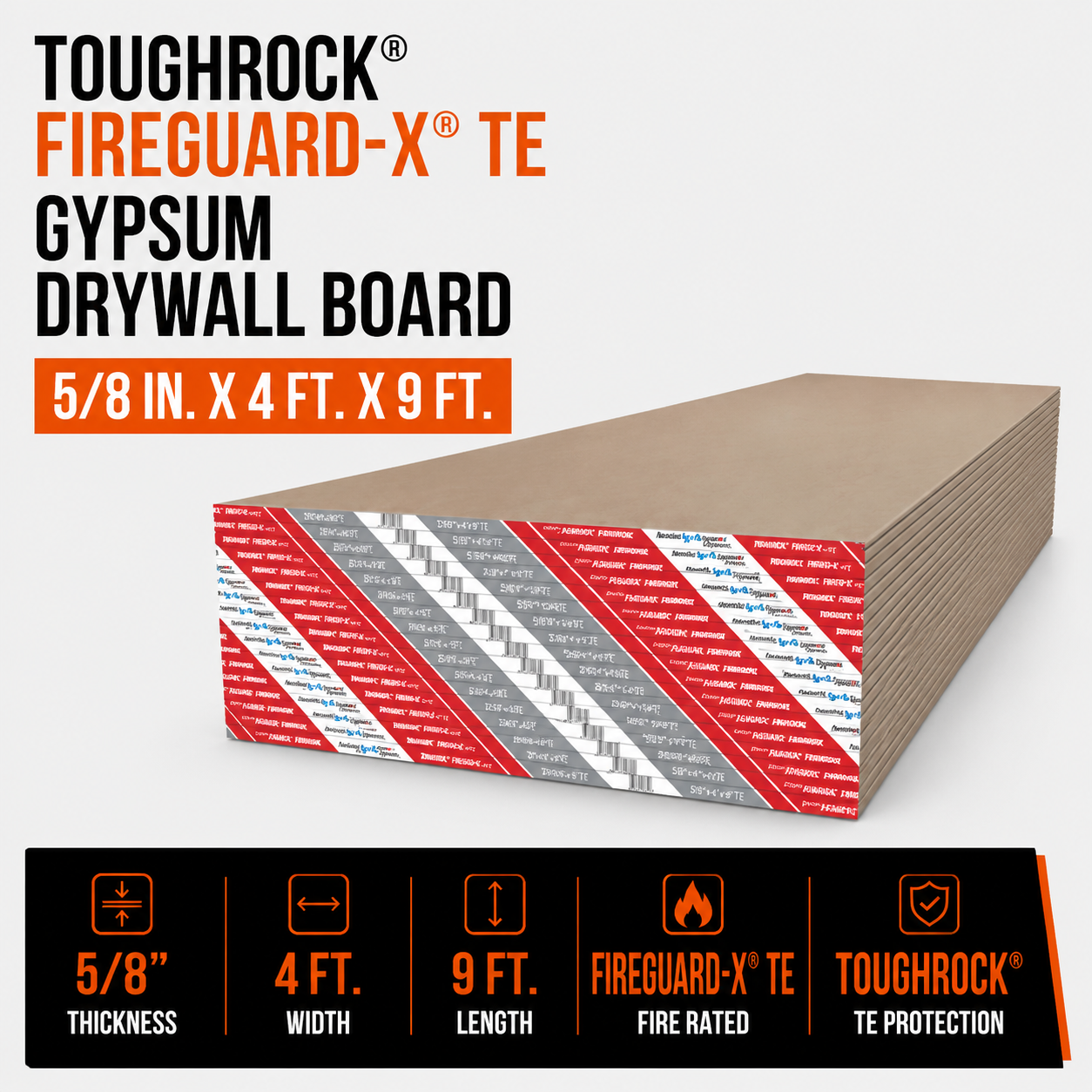 5-8 in x 4 ft x 9 ft ToughRock Fireguard-X TE Gypsum Drywall Board