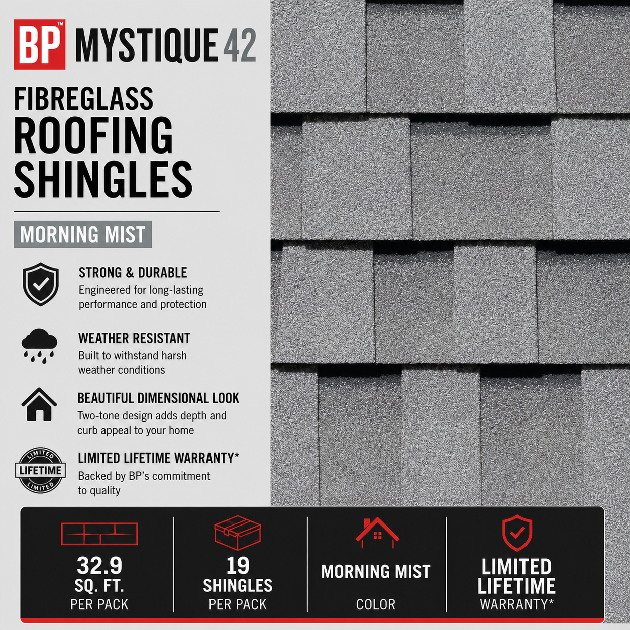 Building Products Mystique 42 32.9-sq. ft. Morning Mist Roofing Shingles