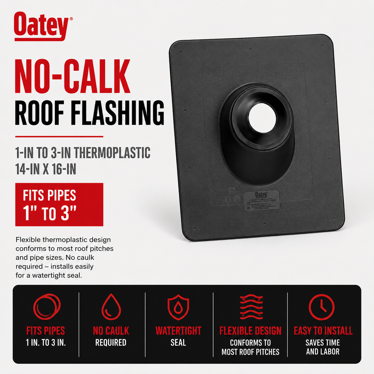Oatey 1-in to 3-in Thermoplastic 14-in x 16-in No-Calk Roof Flashing