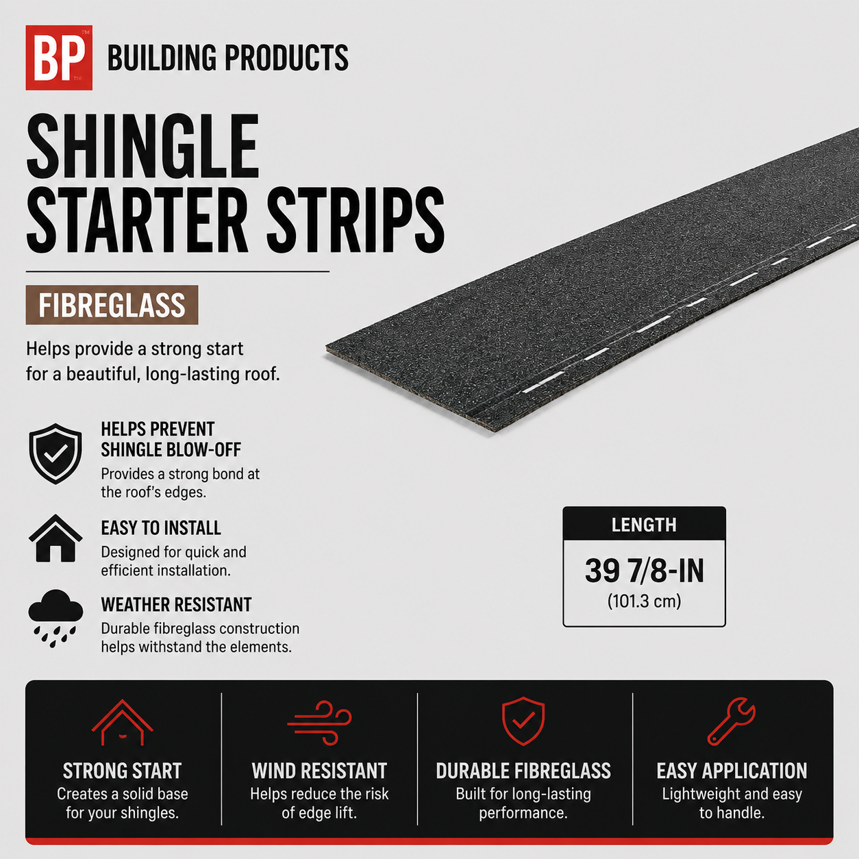BP Shingle Starter Strips - 39 7/8-in - Fibreglass