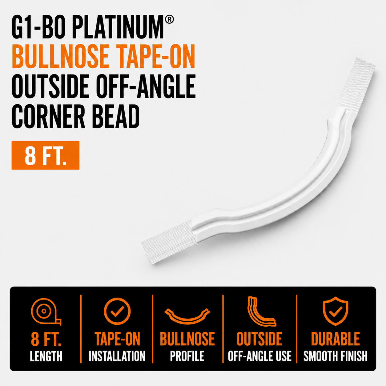 8 ft. G1-BO Platinum Bullnose Tape-On Outside Off-Angle Corner Bead
